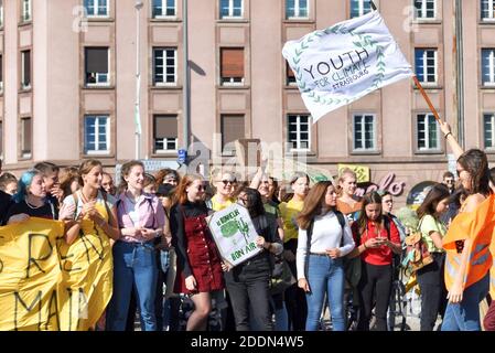 Freitag für zukünftige Proteste in Straßburg, Frankreich, am 20. September 2019. Viele Demonstranten reagieren auf die Forderung nach einem globalen Klimaschlag und wollen für mehr Klimaschutz kämpfen. Sie wollen die Aufrufe zu Streiks und Protesten auf der ganzen Welt unterstützen. Foto von Nicolas Roses/ABACAPRESS.COM Stockfoto