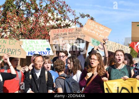 Freitag für zukünftige Proteste in Straßburg, Frankreich, am 20. September 2019. Viele Demonstranten reagieren auf die Forderung nach einem globalen Klimaschlag und wollen für mehr Klimaschutz kämpfen. Sie wollen die Aufrufe zu Streiks und Protesten auf der ganzen Welt unterstützen. Foto von Nicolas Roses/ABACAPRESS.COM Stockfoto