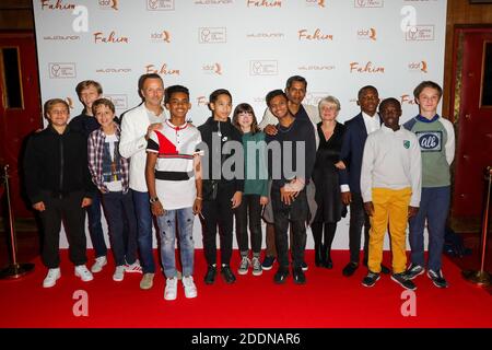 Isabelle Nanty, Fahim Mohammad, Ahmed Assad, Pierre-François Martin-Laval alias PEF und Mizanur Rahaman bei der Premiere von Fahim am 29. September 2019 im Grand Rex in Paris, Frankreich. Foto von David Boyer/ABACAPRESS.COM Stockfoto