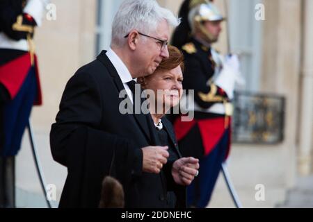 Die ehemalige lettische Präsidentin Vaira Vike-Freiberga verlässt am 30. September 2019 nach einem Mittagessen nach einem Gottesdienst für den ehemaligen französischen Präsidenten Jacques Chirac den Präsidentenpalast Elysee in Paris. Der frühere französische Präsident Jacques Chirac starb am 26. September 2019 im Alter von 86 Jahren. Foto von Raphael Lafargue/ABACAPRESS.COM Stockfoto