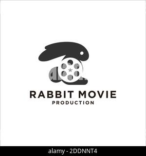 Kreatives Logo Kaninchen Film Symbol Design Stock Vektor