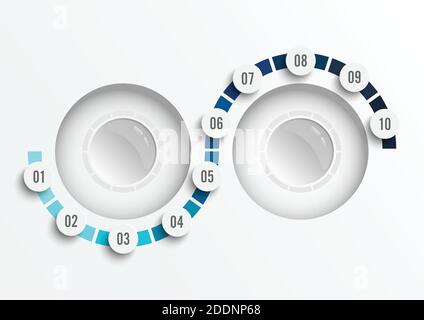 Infografiken design Vector und Marketing können Symbole für Workflow Layout, Schaltplan verwendet werden, Geschäftsbericht, Web Design. Business Konzept mit 10-Optionen Stock Vektor