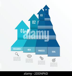 Vektor-Infografik-Vorlage mit Symbolen und 4 Optionen oder Schritten. Infografiken für das Geschäftskonzept. Kann für Präsentationen Banner, Workflow verwendet werden. Stock Vektor