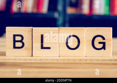 Bücher und ein Blog Stockfoto