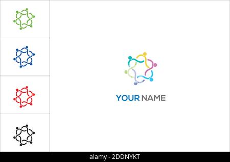 Personen Gemeinschaft Familie zusammen Logo Vektor Stock Vektor