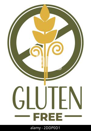 Glutenfreies Produkt Emblem, Weizenspikelet Etikett Stock Vektor