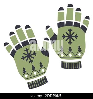 Modische Winterhandschuhe mit Schneeflocke Vektor Stock Vektor