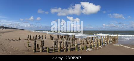 Geographie / Reisen, Deutschland, Schleswig-Holstein, Insel Sylt, alte Holzgroyne vor Rantum, Additional-Rights-Clearance-Info-Not-available Stockfoto