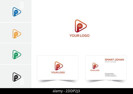 Media Play und p music Logo Design Template Stock Vektor