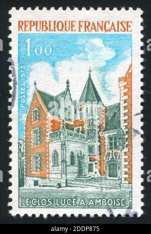 FRANKREICH - UM 1973: Briefmarke gedruckt von Frankreich, zeigt Clos Luce, Amboise, um 1973 Stockfoto