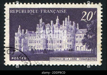 FRANKREICH - UM 1952: Briefmarke gedruckt von Frankreich, zeigt Chateau de Chambord, um 1952 Stockfoto