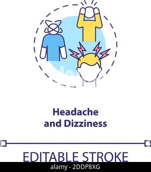 Symbol für das Konzept „Kopfschmerzen und Schwindel“ Stock Vektor