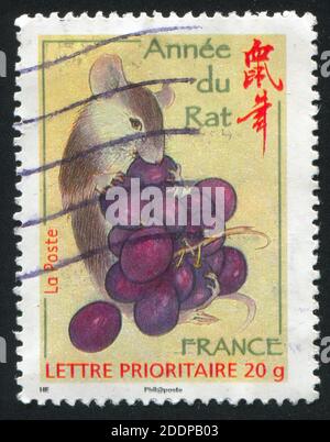 FRANKREICH - UM 2008: Briefmarke gedruckt von Frankreich, zeigt Ratte, um 2008 Stockfoto