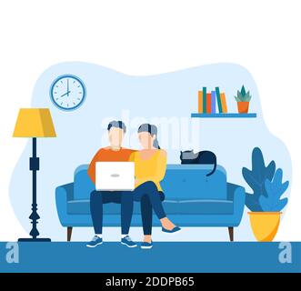 Mann und Frau mit Laptop Stock Vektor