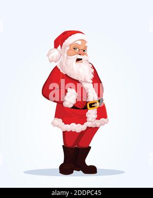 Fröhlicher Weihnachtsmann in vollem Wachstum, wütend, verärgert, in schlechter Stimmung. Vektorgrafiken Stock Vektor