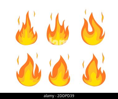 Cartoon Feuer Flammen gesetzt. Stock Vektor