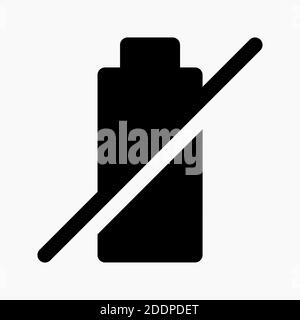 Symbolvektor mit einem Kreuz, um anzuzeigen, dass der Akku leer ist, das Ladegerät nicht lädt, keine Batterie erkannt wird. Geeignet für den Einsatz im o Stock Vektor