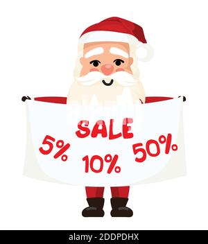 Weihnachtsbanner mit Rabatt. Frohe Weihnachten und ein glückliches neues Jahr Gruß mit niedlichen weihnachtsmann. vektor-Schriftzug Stock Vektor