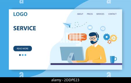 Landing Page für den Kundenservice. Stock Vektor