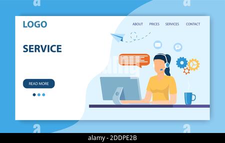 Landing Page für den Kundenservice. Stock Vektor