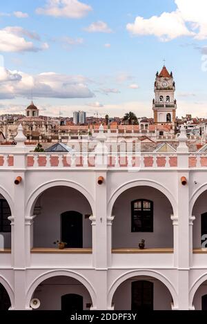 Innenhof des Klosters San Felipe de Neri in Sucre, Bolivien Stockfoto