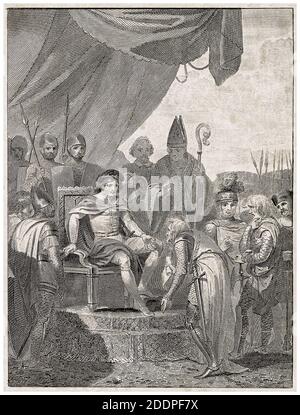 Magna Carta überreicht König John in Runnymede am 15. Juni 1215, Stich von Anker Smith nach Robert Smirke, 1811 Stockfoto