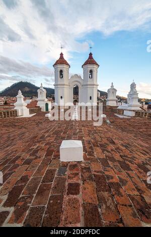 Blick auf die Dachterrasse des Klosters Felipe Neri in Sucre, Bolivien Stockfoto