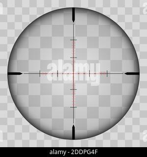 Realistische Ansicht des Areals der Scharfschützenkreuzung mit Maßnahmen. Das Muster des Scharfschützenbereichs zeichnet sich in einem transparenten Ton aus. Inspektion durch Stock Vektor