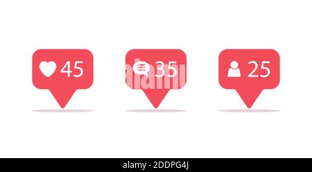 Symbole für soziale Netzwerke. „Gefällt mir“, „Kommentar“, „Folgen“. Stock Vektor