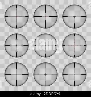 Realistische Ansicht des Areals der Scharfschützenkreuzung mit Maßnahmen. Das Muster des Scharfschützenbereichs zeichnet sich in einem transparenten Ton aus. Inspektion durch Stock Vektor