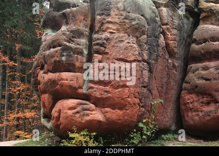 Felsformation Kelchstein im Zittauer Gebirge, Deutschland, Sachsen, Oybin Stockfoto