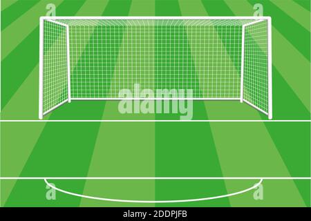 Fußballtor mit Schatten-, Netz- und Feldmarkierung. Tor für das Fußballfeld. Fußball. Befindet sich auf dem Fußballplatz. Vektorgrafik Stock Vektor