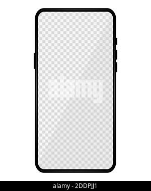 Realistische Handy-Mockup. Modernes Telefondesign mit leerem, transparentem Display. Vorderansicht. Vorlagen für Präsentationen und Infografik. Element für Kommunik Stock Vektor