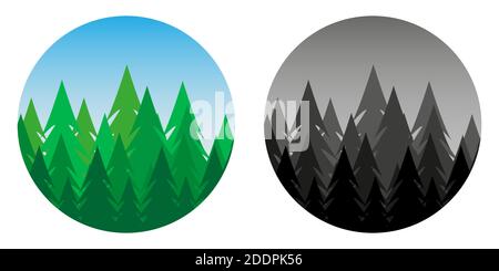 Vorlage mit Fichtenlogo. Baumsilhouette. Kreatives Symbol für Corporate Identity, Werbung, Poster, Banner, Web und Flyer. Logo der Forstgesellschaft. Wald Stock Vektor