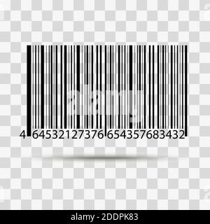 Realistisches Barcode-Symbol mit Zahlen und parallelen Linien. Isoliert auf transparentem Hintergrund. Vektorgrafik Stock Vektor