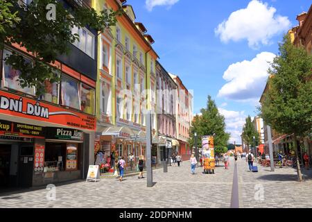 Juli 14 2020 Cheb/Eger in Tschechien: Eine der Altstadtstraßen der Stadt Stockfoto