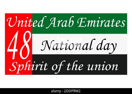 48 UAE Nationalfeiertag Union Spirit Vereinigte Arabische Emirate, Flat Design Logo feiert Abu Dhabi Jubiläum 48 Nationalfeiertag. Isoliertes Kartenbanner mit U Stock Vektor