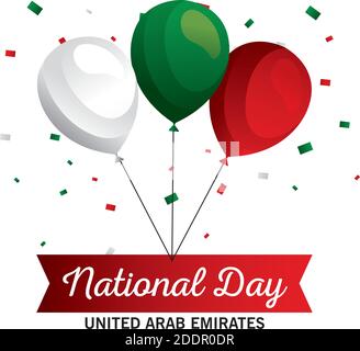 UAE Nationalfeiertag mit Luftballons Vektor-Design Stock Vektor