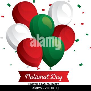 UAE Nationalfeiertag mit Luftballons Vektor-Design Stock Vektor