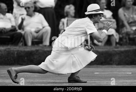 Szenen aus der Ladies Crown Green Bowls Championship in Worthing 1989. Foto von Tony Henshaw Stockfoto