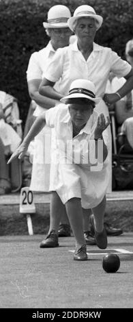 Szenen aus der Ladies Crown Green Bowls Championship in Worthing 1989. Foto von Tony Henshaw Stockfoto