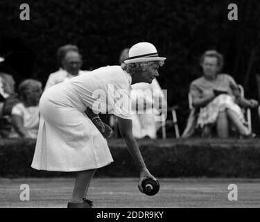 Szenen aus der Ladies Crown Green Bowls Championship in Worthing 1989. Foto von Tony Henshaw Stockfoto