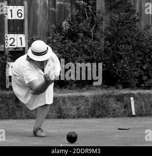 Szenen aus der Ladies Crown Green Bowls Championship in Worthing 1989. Foto von Tony Henshaw Stockfoto