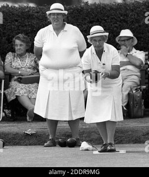 Szenen aus der Ladies Crown Green Bowls Championship in Worthing 1989. Foto von Tony Henshaw Stockfoto