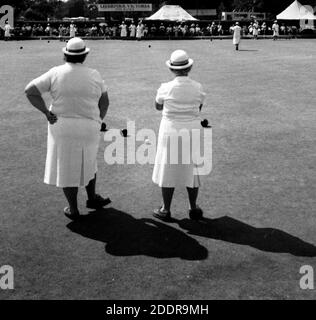 Szenen aus der Ladies Crown Green Bowls Championship in Worthing 1989. Foto von Tony Henshaw Stockfoto