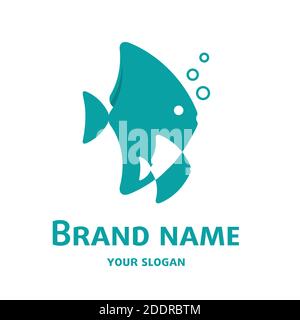 Illustration von Fisch Erwachsene und Kind, Corporate Identity Symbol, kindische Cartoon-Grafik, Markenstil Stock Vektor