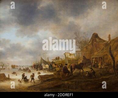 Isaac van Ostade (1621–1649) - Winterlandschap (1645) 28-02-2010 14-23-00. Stockfoto