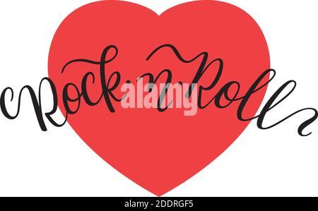 Rock and Roll Hand Schriftzug mit Herz. Schablonendruck, Banner, Poster. Stock Vektor