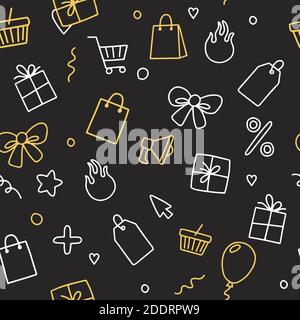 Verkauf und Online-Shopping-Set von Elementen, Doodle Vektor-Illustration Stock Vektor