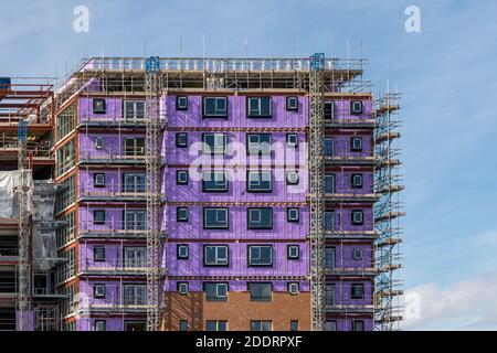 Gerüst auf einem Gebäude, Baustelle - Liverpool, UK Stockfoto